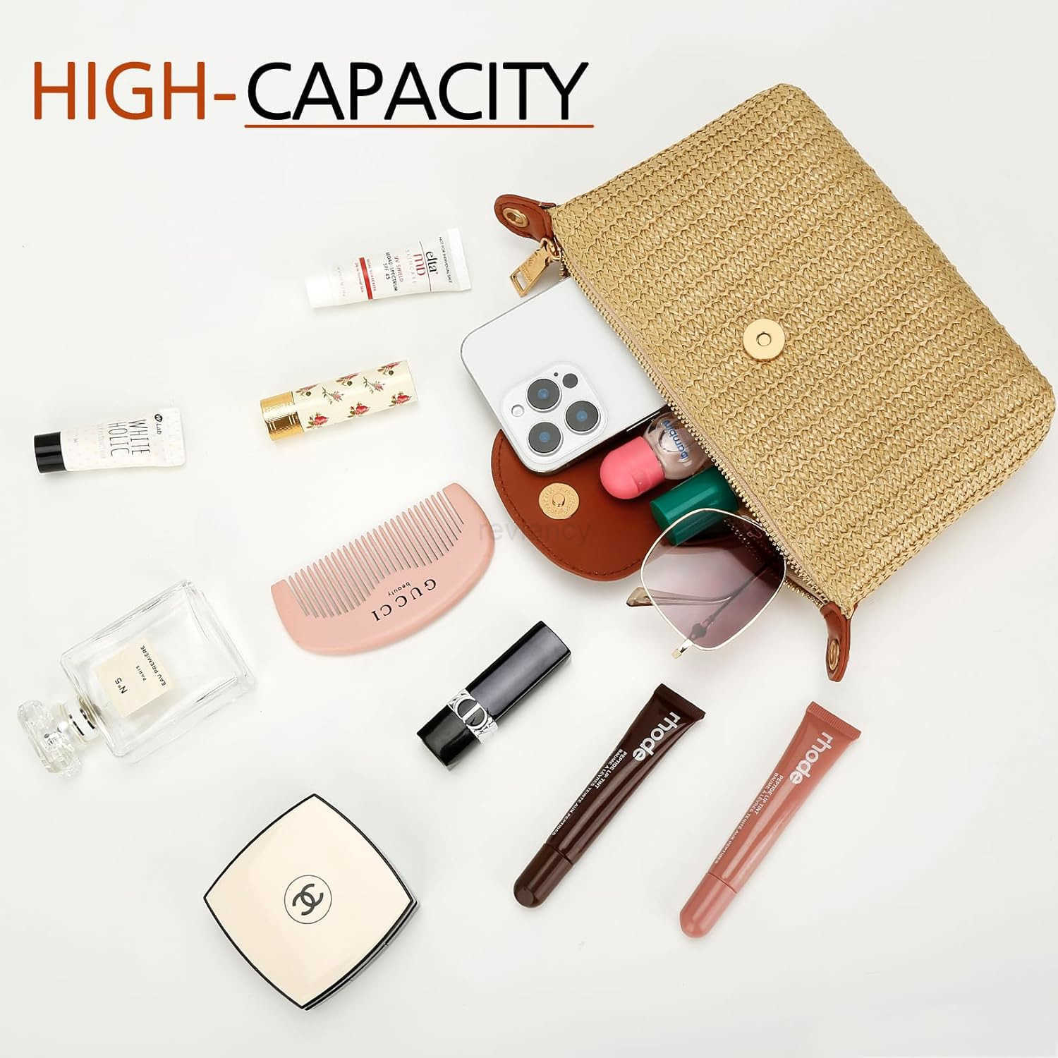 Top Handle Small Straw Woven Crossbody Bag for Women Summer Mini Straw Beach Clutch Shoulder Purse brownW250913