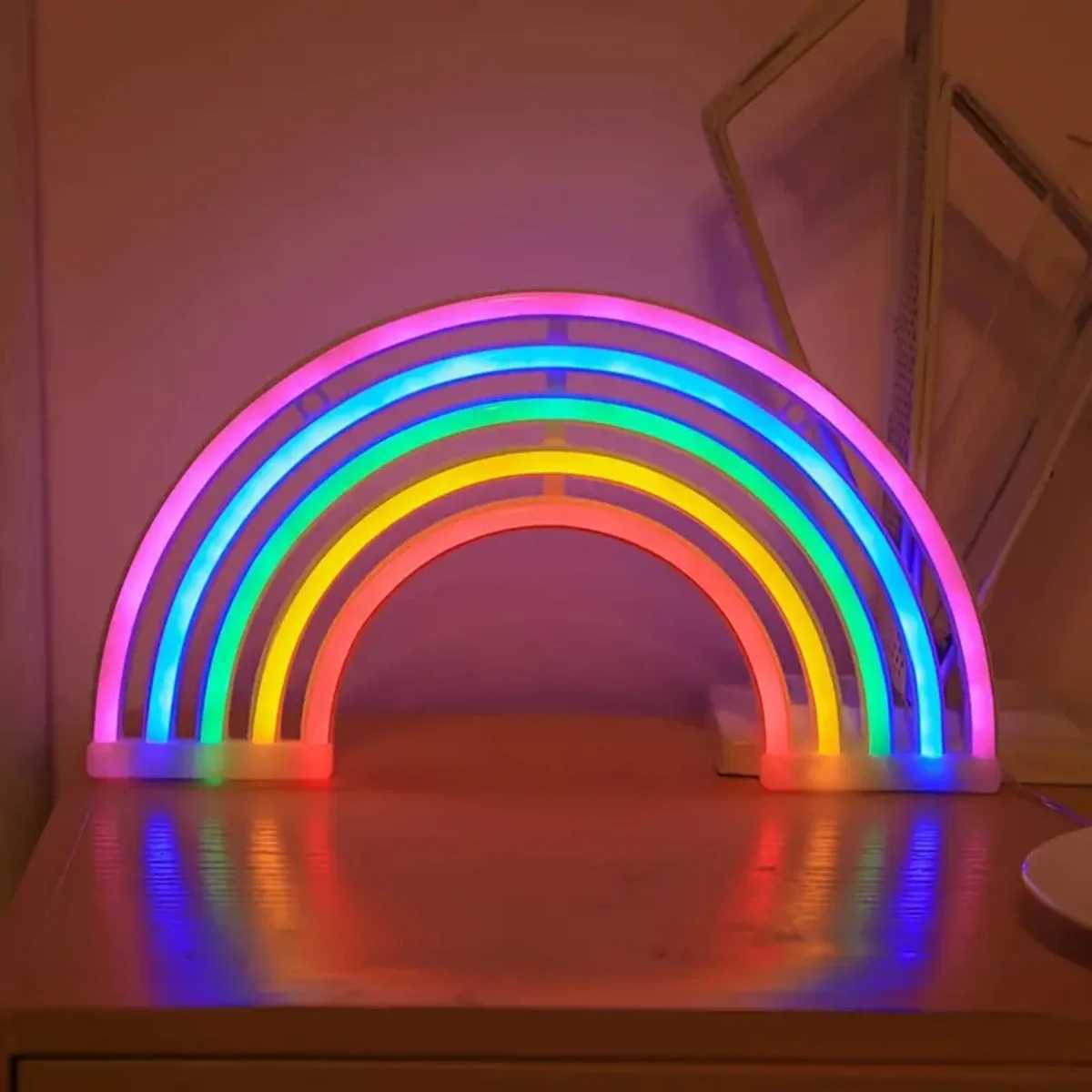 1pc 30cm1181in165cm649in Colorful Rainbow Neon Light Colorful And Vibrant Neon Desktop Night Lamp For Birthday Party Home C250913