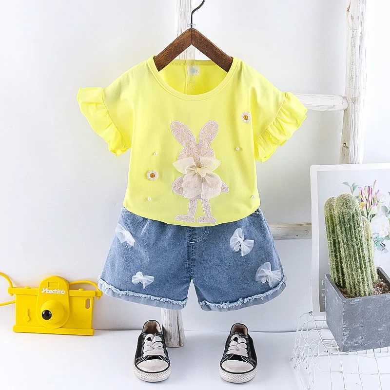 New Summer Fashion Baby Girl Clothes Suit Children Cute TShirt Shorts 2PcsSets Toddler Casual Costume Outfits Kids Tracksuits C250913