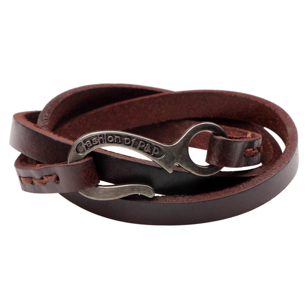 Japanese Korean Style Personality Hook Multi-layer Trendy Jewelry for Men and Women Couples Multi-circle Leather Rope Bracelet ddmymoon