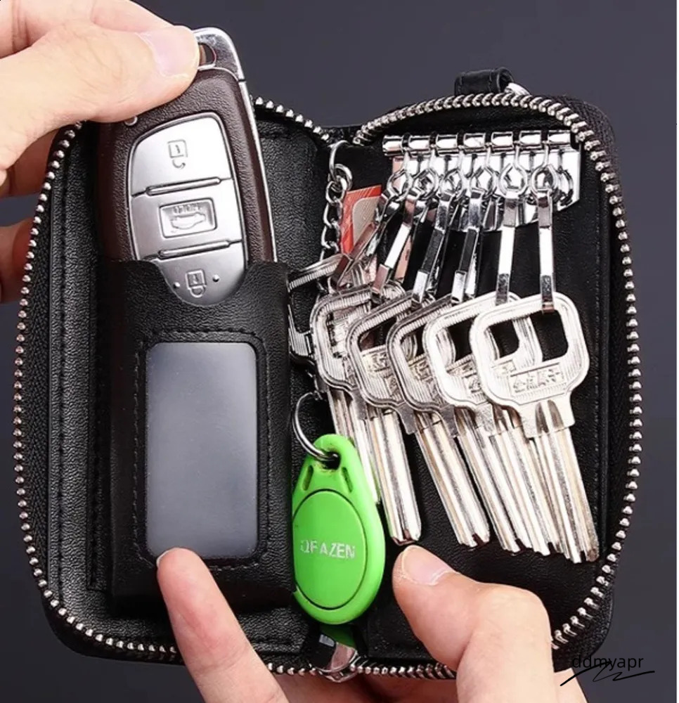 2025 Zipper Large Capacity Men Genuine Leather Multifunctional Practical Car Bag Cowhide Key Pouch 250818 ddmyapr