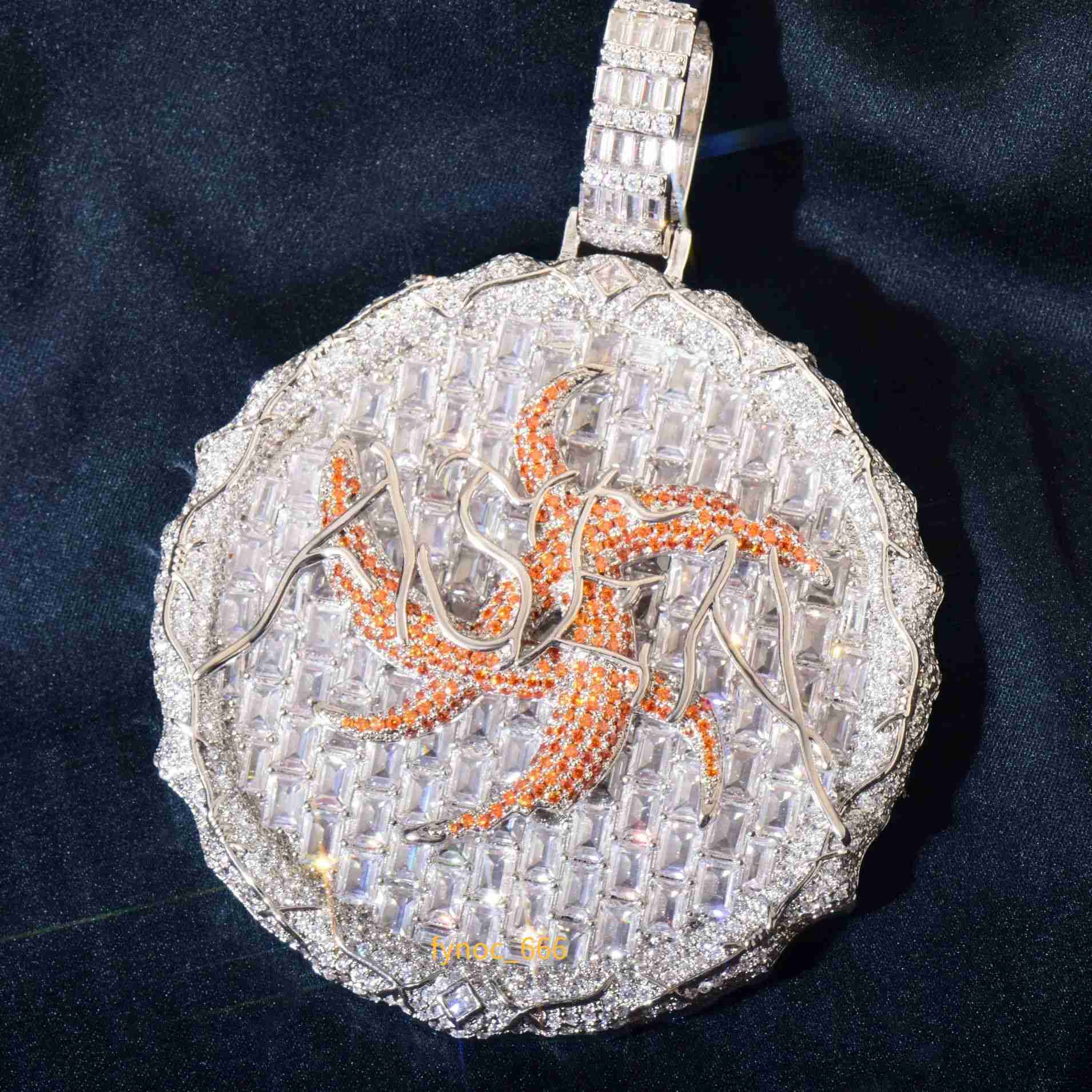 Fashion Necklace Pendant White Gold Plated Necklace Vvs Moissanite With 925 Silver Custom Size Hip-Hop Jewelry