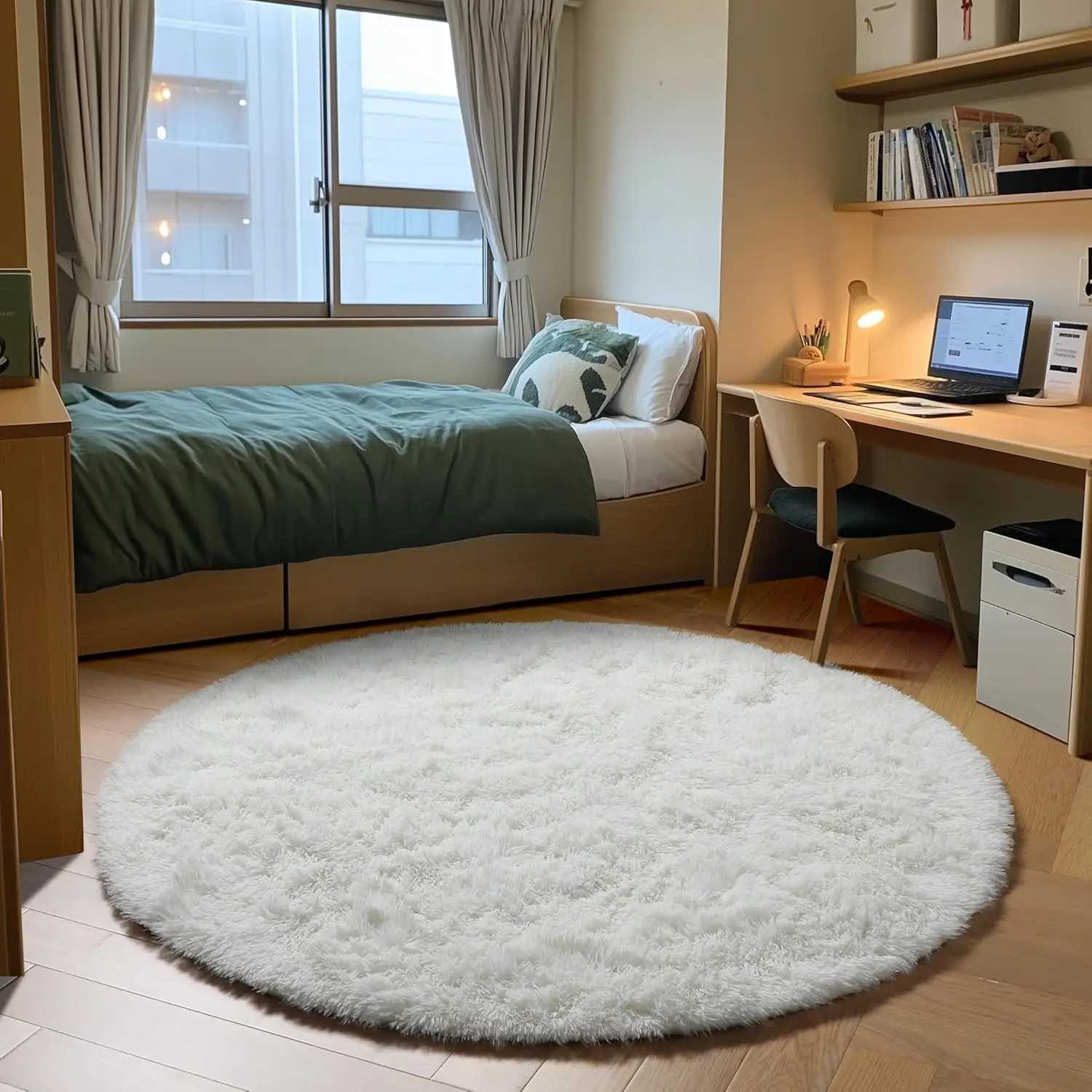 Soft Silky Carpet Round Fluffy Sofa Area Rug for Living Room Kids Bedroom Shaggy Floor Mats Warm Home Decoration Pet Mat Gray C913 H260226