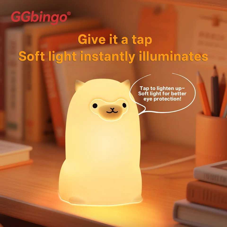 GGbingo LED Night light Touch Sensor RGB LED Alpaca USB Rechargeable Silicone Lamp for Children Baby Toy Festival Decor C250913