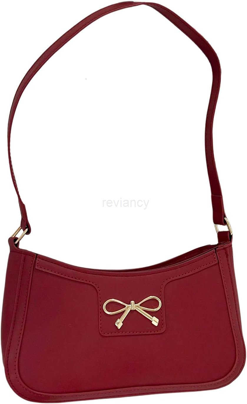 Womens Bow Top Handle Clutch Purses PU Leather Underarm Shoulder BagsW250913