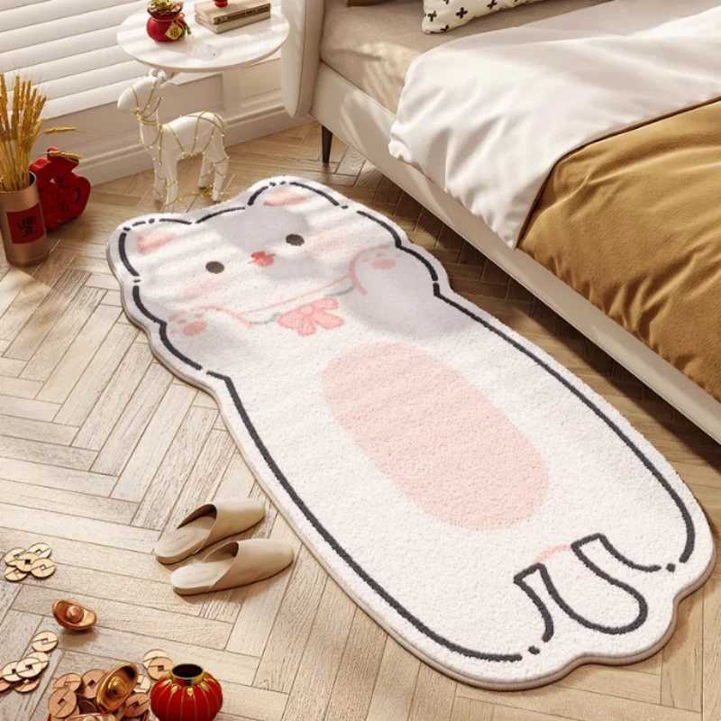 VIKAMA Modern Cartoon Cat Faux Cashmere Rug Soft Kids Carpet for Bedroom Sofa Living Room Playroom Cozy Home Decor C250913