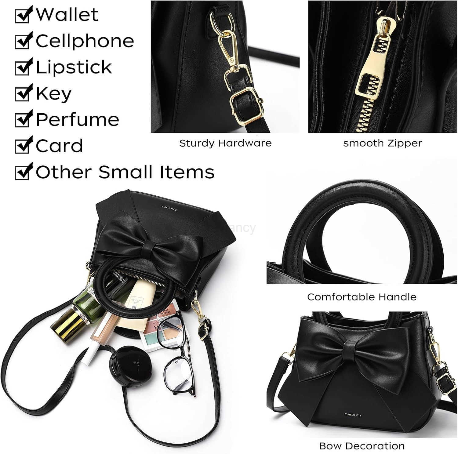 Small Purses for Women Crossbody Bag Vegan Leather Crossbody Purses and Handbags with Top Carry Handle and Cute Bow KnotW250913