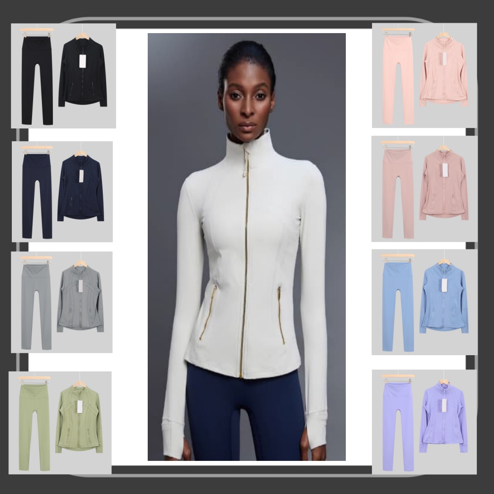 women's lululemoonse Yoga LULUM Yoga Sets jackets shortsleggingsPush Up Fitness sets HighWaist Sports Jackets ZipUp CoatElastic Pants Gym Suits Tracksuits