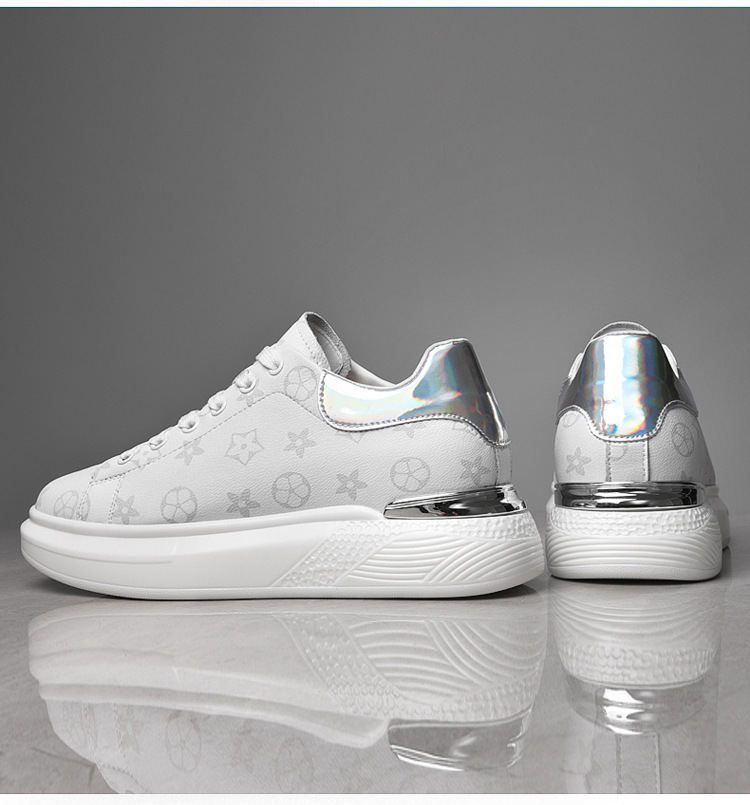 Designer Shoes Men's shoes with thick-soled leather upper, white sneakers, 2025 New Autumn collection, invisible height-increasing shoes, casual 