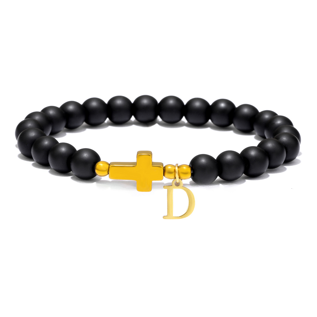 New Hot-Selling 8mm Turquoise Cross Stone Weathered Agate Gift Buddhist Bead Bracelet ddmymoon