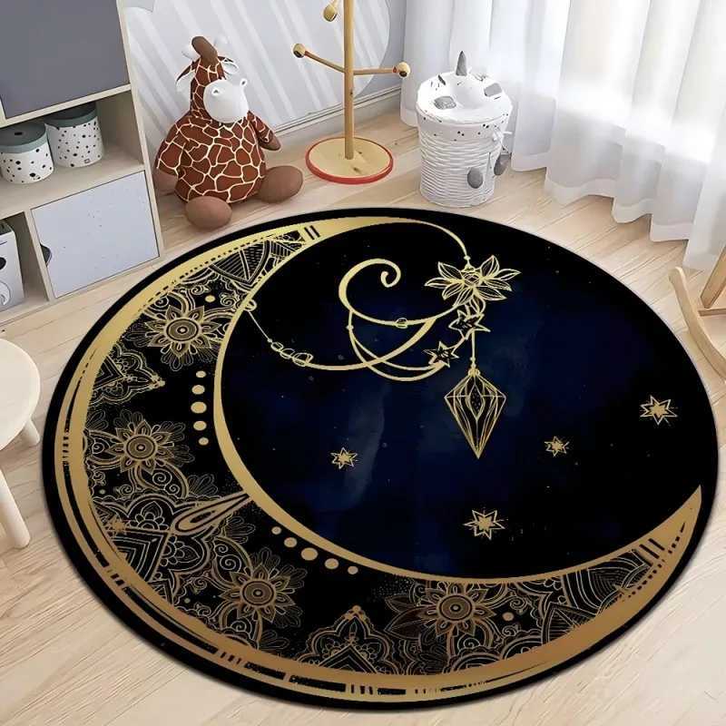 Astrology Moon Stars Print Round Area Rugs Home Carpet Non Slip Washable Rug Kitchen Living Room Bedroom Dining Room Floor Mat C250913