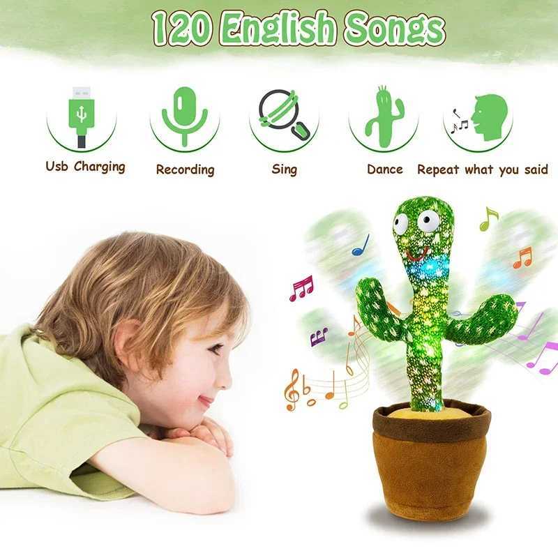 Dancing Cactus Song Speaker Talking Usb Battery Voice Repeat Plush Cactu Dancer Toy Talk Plushie Stuffed Toys For Kids Gift C250913