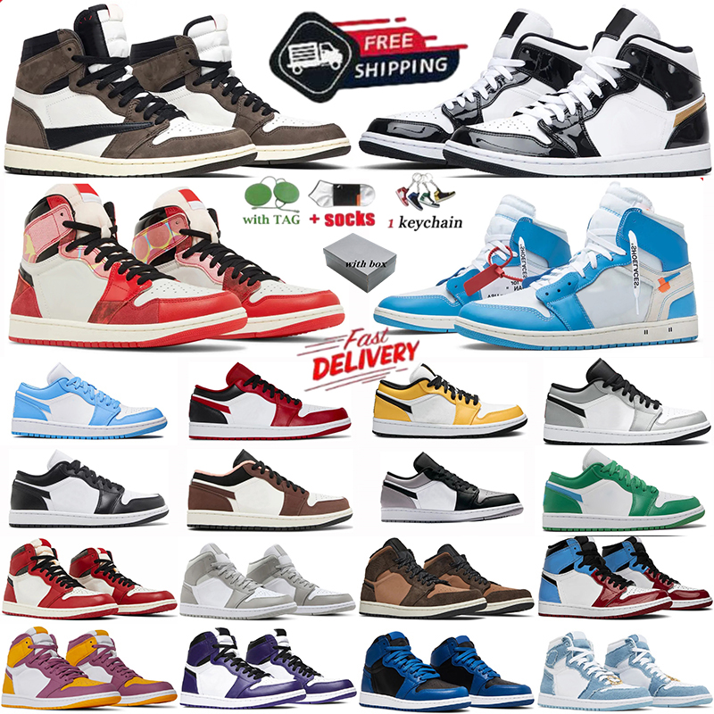 1s Basketball Shoes Designer High &Low Sneakers Black Gold Mocha Chicago UNC True Blue Bred Smoke Grey Walking Outdoor Mens Womens 1 Trainers Sports Shoes