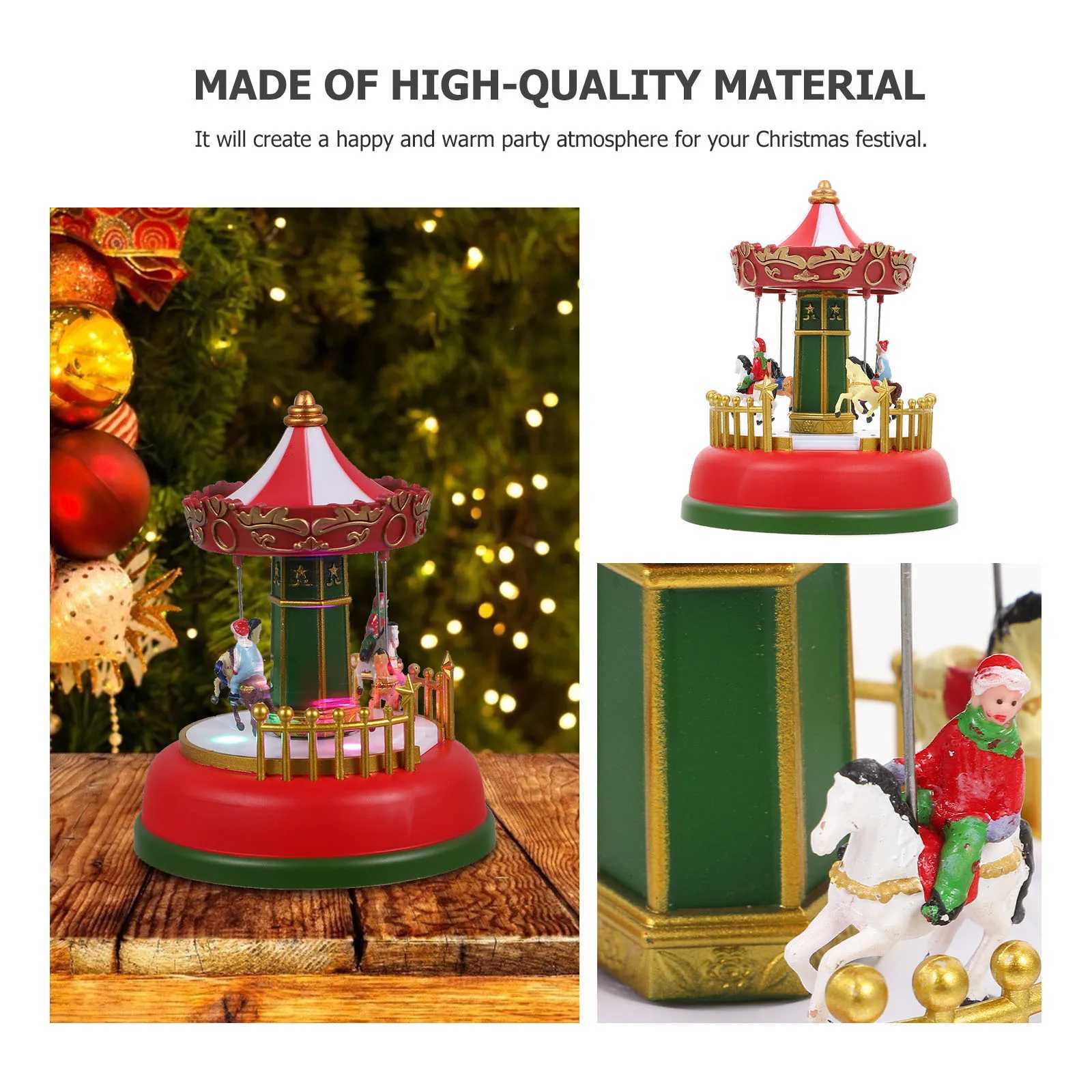 Glowing Music Carousel Merrygoround Ornament Boxes Christmas Musical Decorations Ornaments Plastic Child C250913
