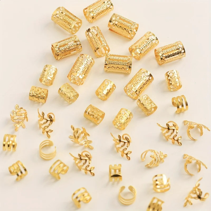 40pcs Dreadlock Hair Rings Adjustable Cuffs Clip Braids Dirty Bead Hairpin hair accessories Headwear for women Girls 250912