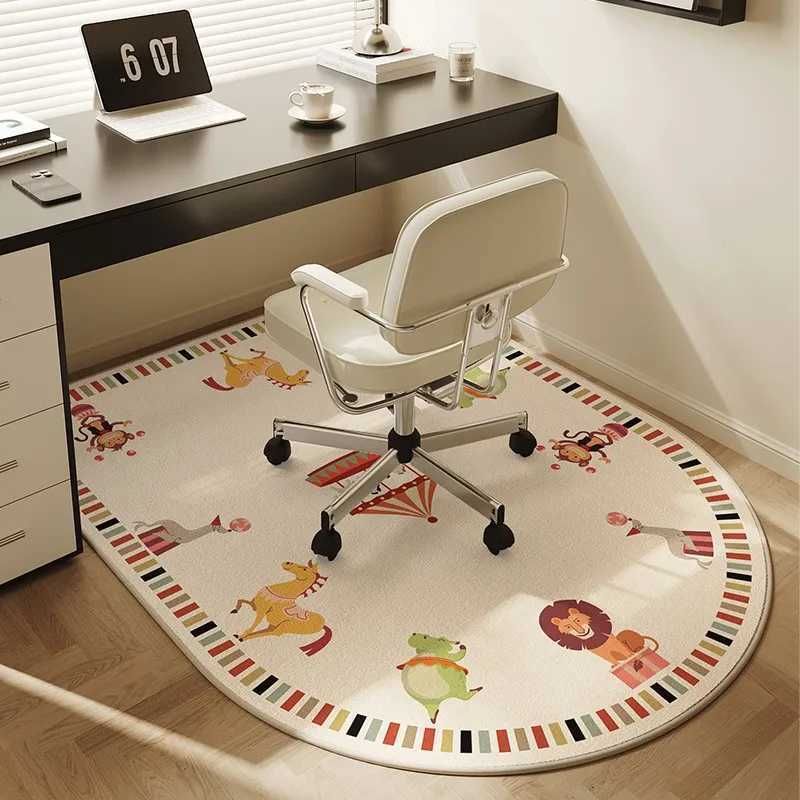Chair Floor Mat Round Bedroom Dressing Table Carpet Beige Stripe Decoration Study Gaming Chair Swivel Chair Desk Rug Tapete C250913