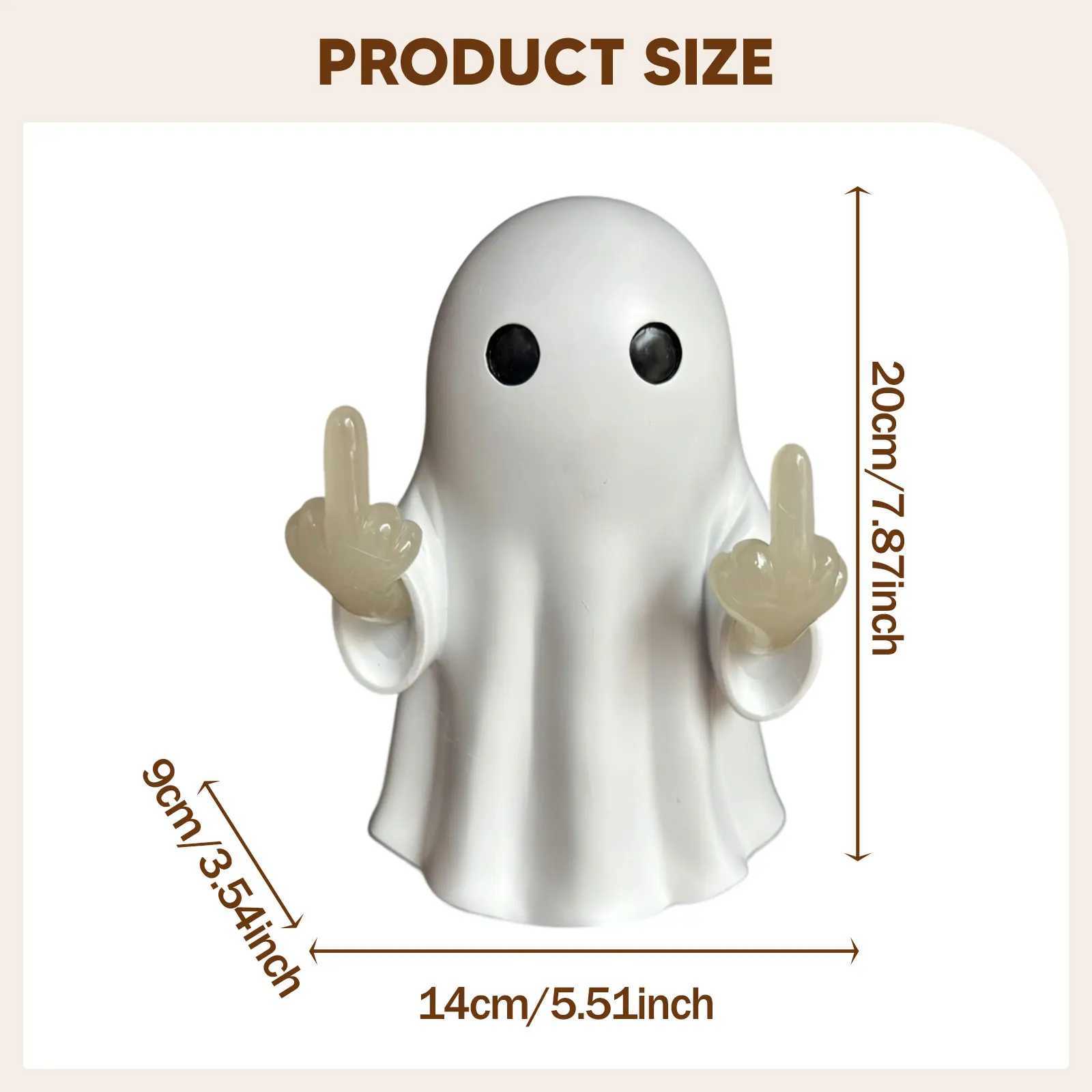 Halloween Ghost Night Light Ornament Cute Resin Ghost Figurine Wall Sculpture for Home Party Living Room Entrance Halloween Gift C250913