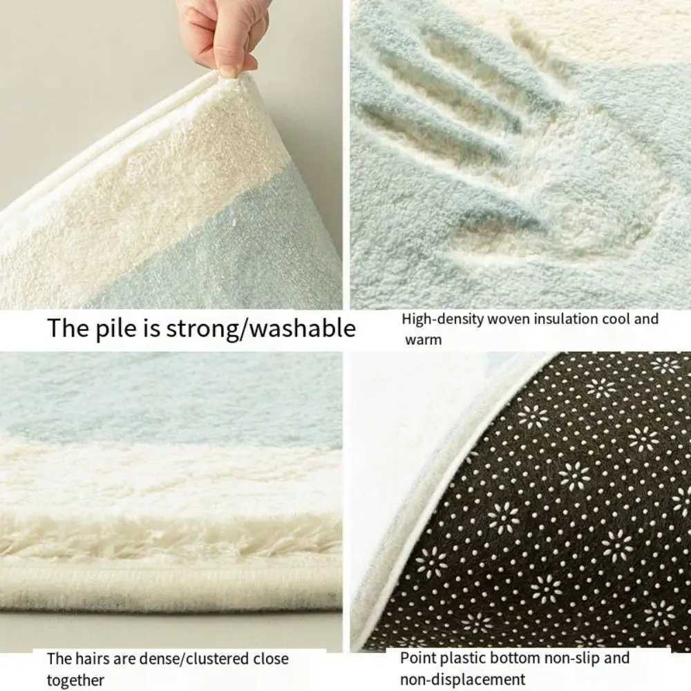 Cat Imitation Cashmere Rug Bed Blanket Living Room Bedroom Floor Mat Machine Washable Cute Cartoon Bay Window Mat Household Rug C250913