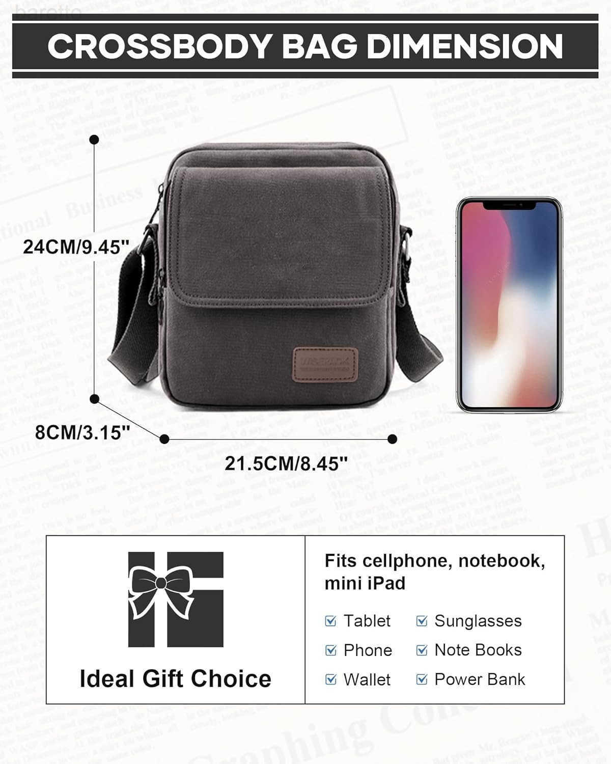 Crossbody Bag for MenCanvas Messenger Shoulder Bags Crossbody Satchel Bag Mens Side Bags Over the Shoulder Purse Z2509013