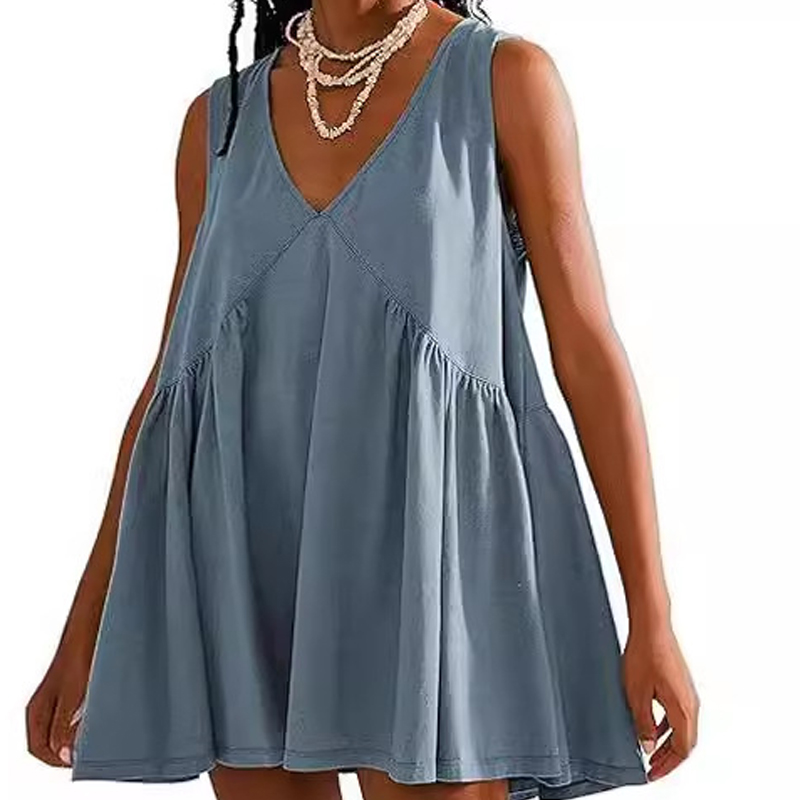 Women's Clothing Dresses Women's Fashion Shein V-neck Sleeveless Ruched Tank Pocket Dress for women