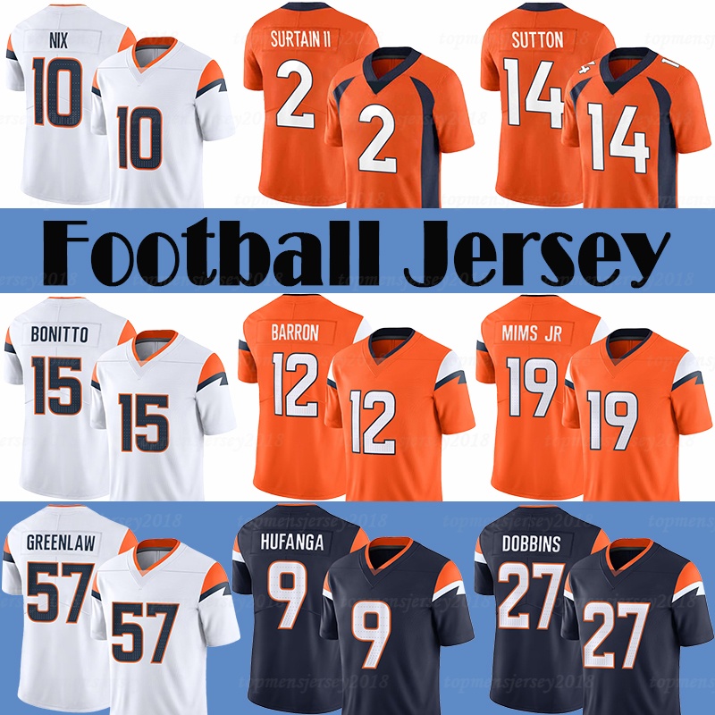 10 Bo Nix 2 Pat Surtain II 14 Courtland Sutton Football Jersey 15 Bonitto 12 Jahdae Barron 19 Marvin Mims Jr 57 Dre Greenlaw 9 Talanoa Hufanga 27 JK Dobbins 1 Evan Engram