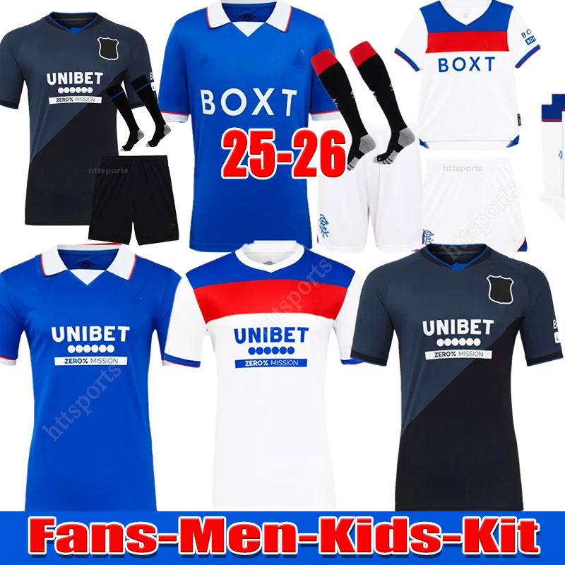 2025 2026 Glasgow RangerESs Soccer Jerseys 2025 Retro home shirt away Glasgow COLAK ROOFE LUNDSTRAM HAGI BARKER MORELOS TAVERNIER KENT TILLMAN 3RD Football man kids