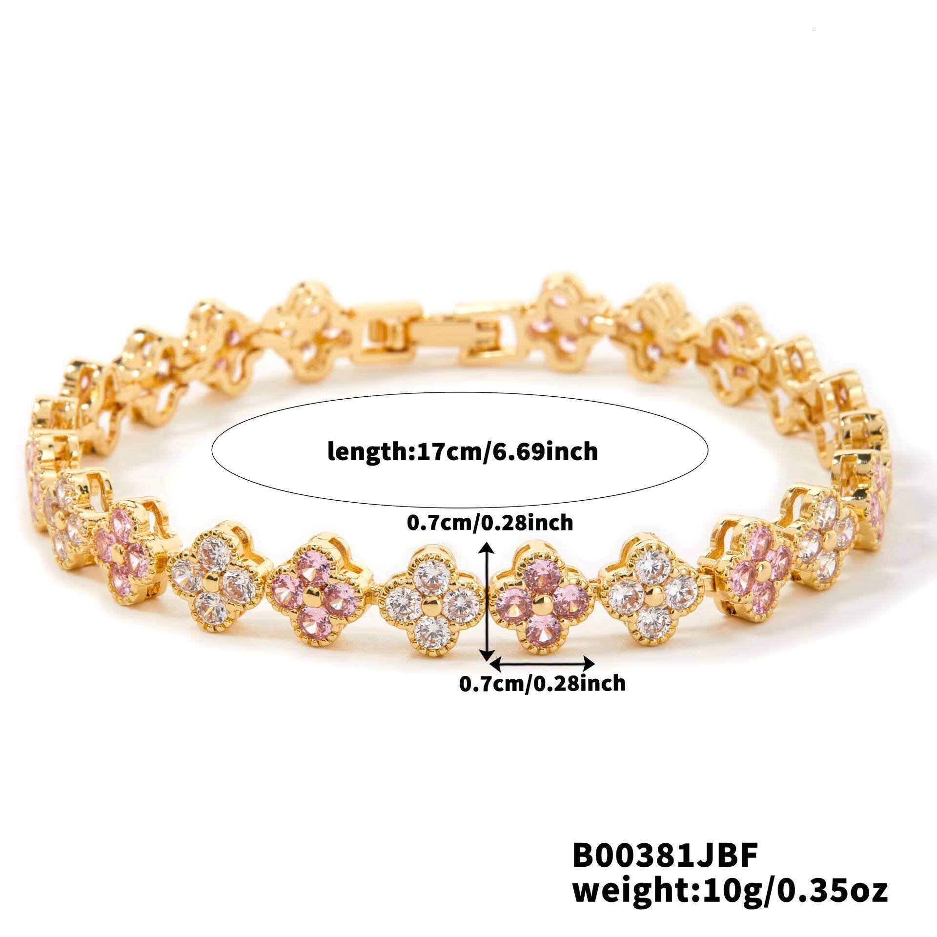 Explosive Colored Four Leaf Clover Zircon Bracelet with Full Diamond Fashion Design Luxurious and Highend Wholesale