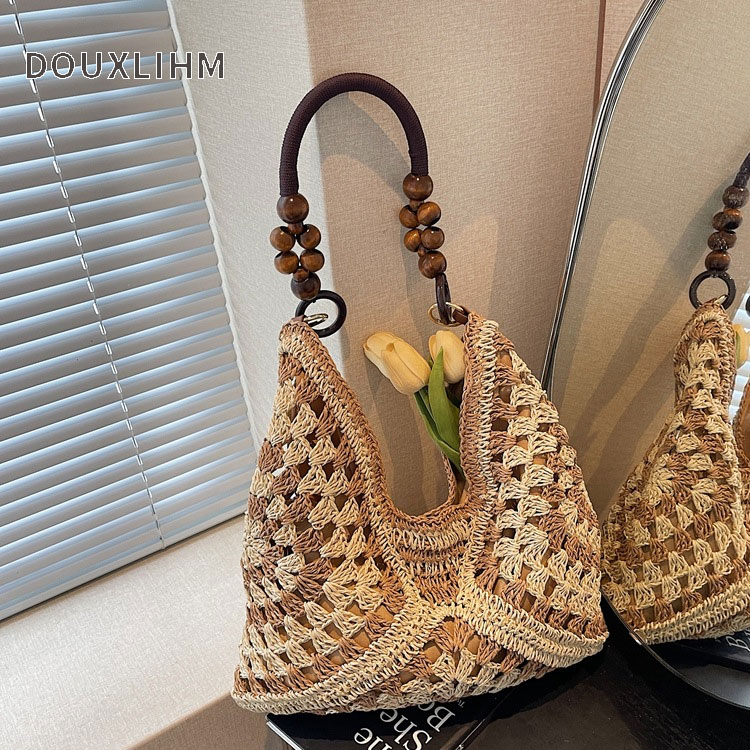 douxlihm Free shipping designer Bag Super fire ins lazy style woven bag straw woven bag high capacity women bag Bohemian style fake wind beach bag