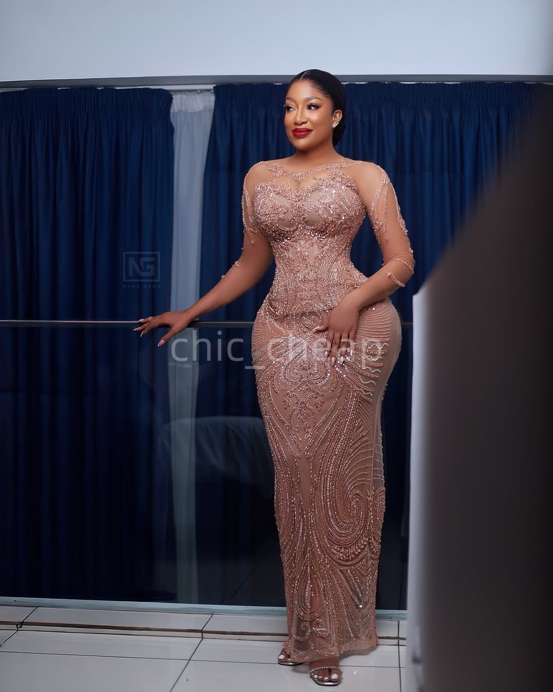 Aso Ebi Champagne Sheath Prom Dresses 2025 Beaded Lace Illusion Vintage Evening Formal Party Second Birthday Engagement Gowns Plus Size Dress For Spec