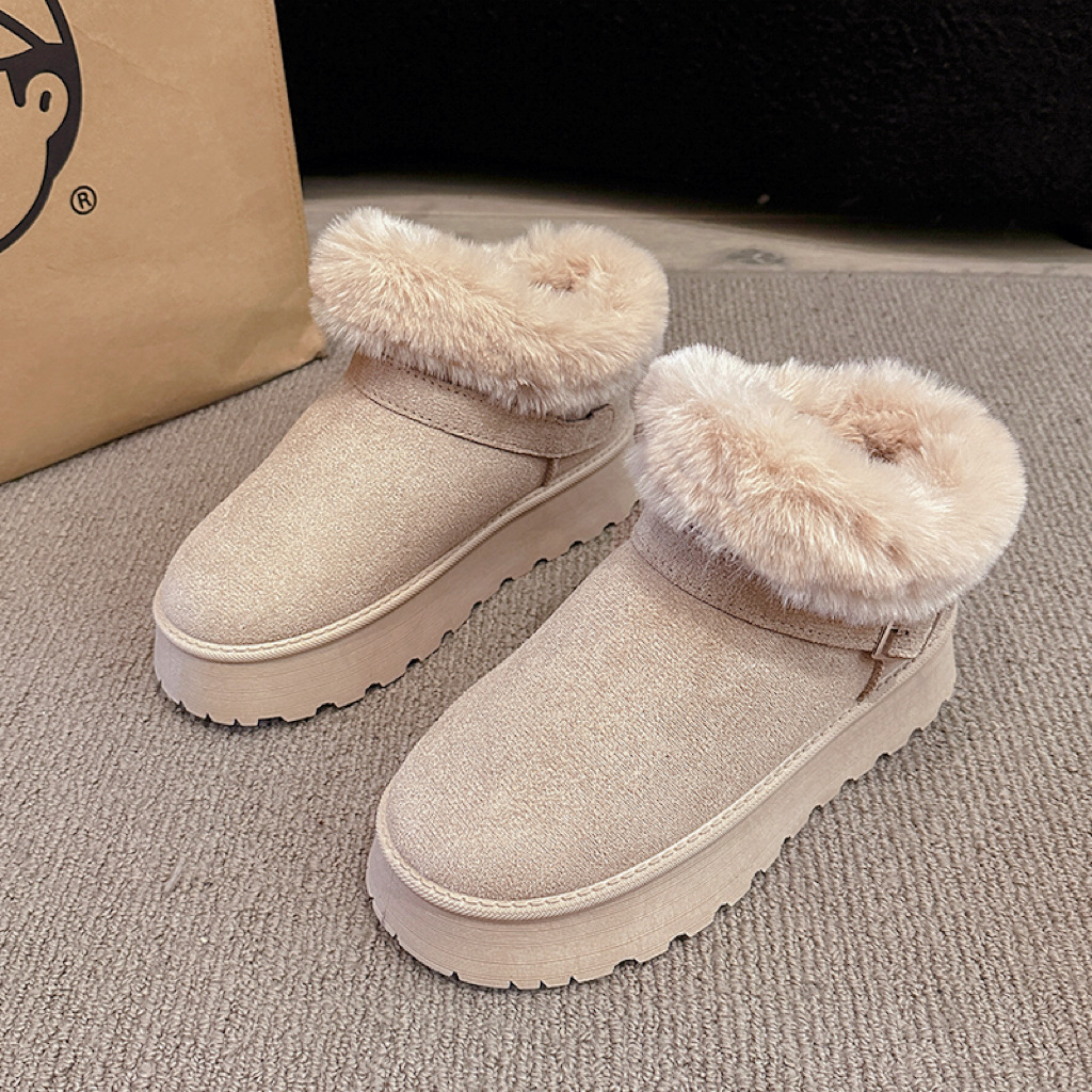2025 Women's Fleece-Lined Snow Boots Martin Ankle Boots New Warm Winter Footwear Size 36-41 Winter Footwear