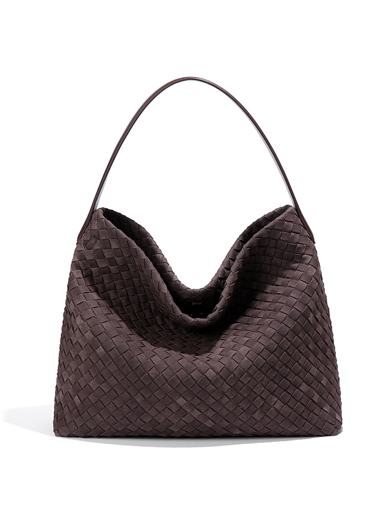 2025 New Retro Frosted Large Capacity Tote Hand Woven Fashionable Single Shoulder Crossbody Women's Bag, Trendy Underarm Bag fashion Designer