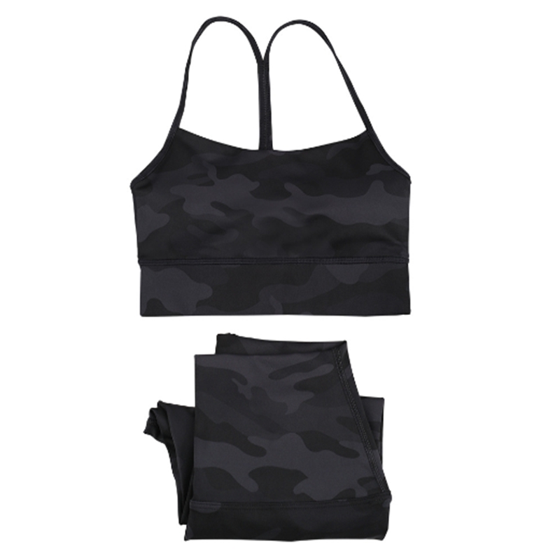 Women's yoga solid color sports bra shock-absorbing Y vest high waisted leggings set jogging fitness sportswear gym leggings underwear