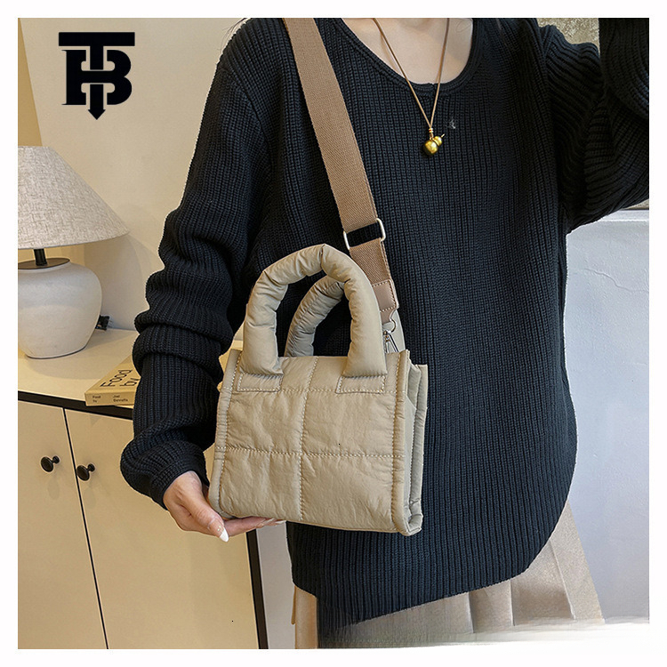 TB BHULAMTE Designer Bag Quilted Single Shoulder Women's Crossbody Bag Sparkling Silver Nylon Small Square Luxury Bag Lightweight And Fashionable