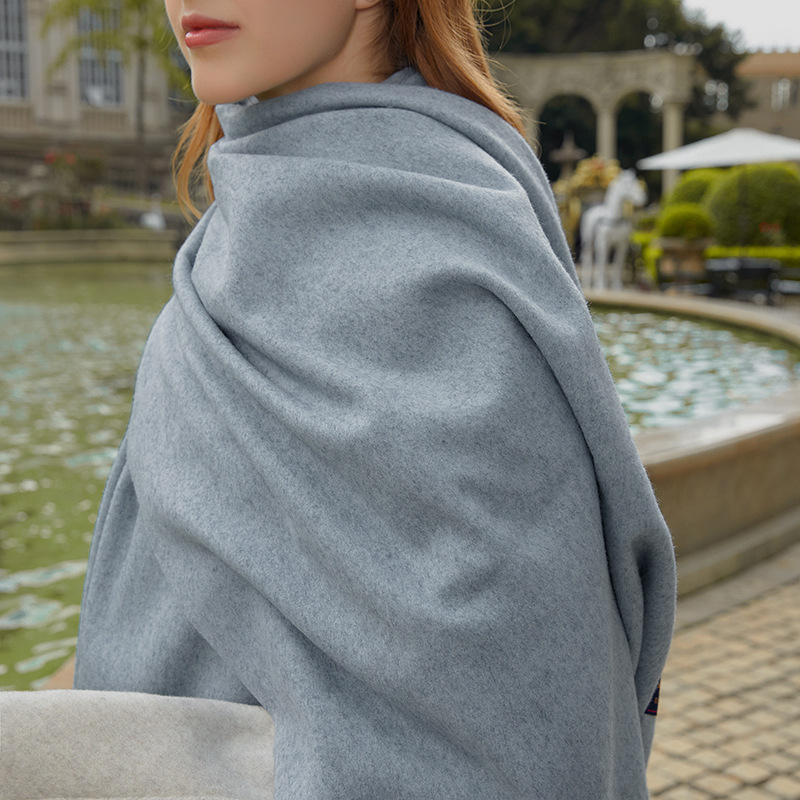 K1913 Autumn and Winter Pure Wool Herringbone Shawl Women's Double-Sided Warm Scarf Winter Spotted Design Wholesale