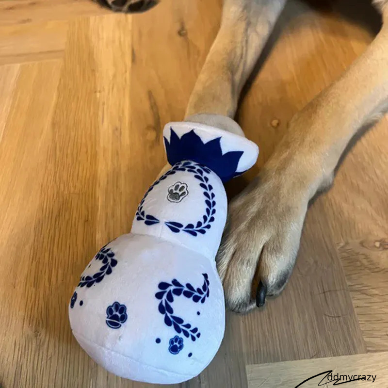 Pet Durable Wine Bottle For Gift Plush Perfume Dog Toys With Squeaky ddmycrazy