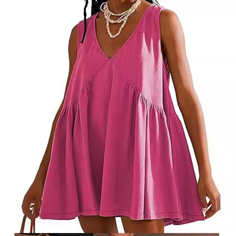 Women's Clothing Dresses Women's Fashion Shein V-neck Sleeveless Ruched Tank Pocket Dress for women