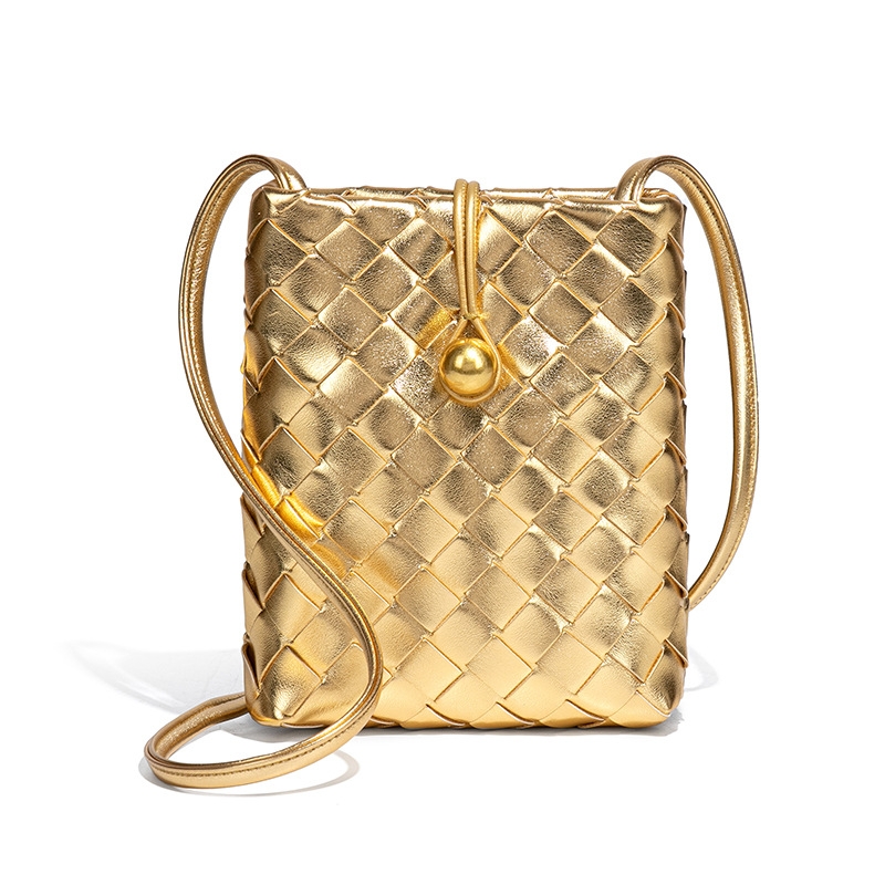 2025 New Mini Vertical Woven Mobile Phone Bag, Retro Versatile Crossbody Coin Purse, Niche Texture, Trendy Single Shoulder Women's Bag fashion De