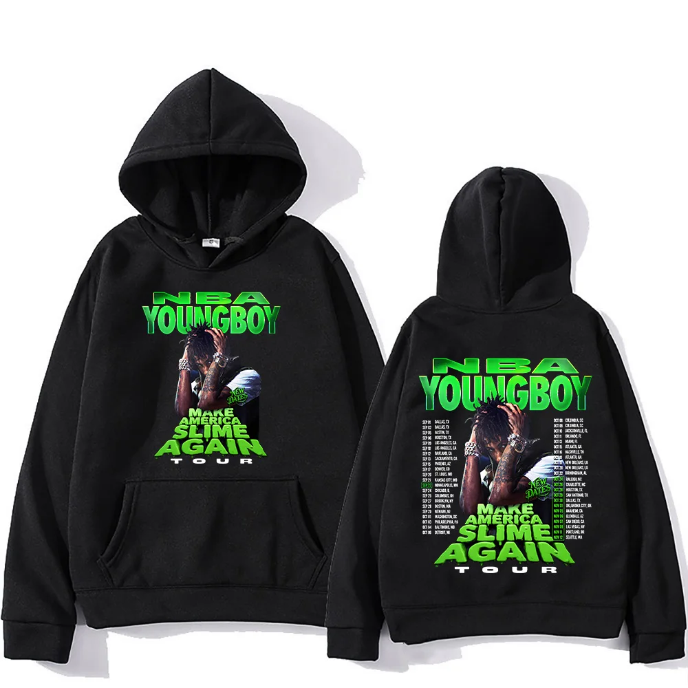 "YoungBoy Never Broke Again Tour 2025" says singing handprint hoodie street fashion hoodie men's hip-hop high-quality
