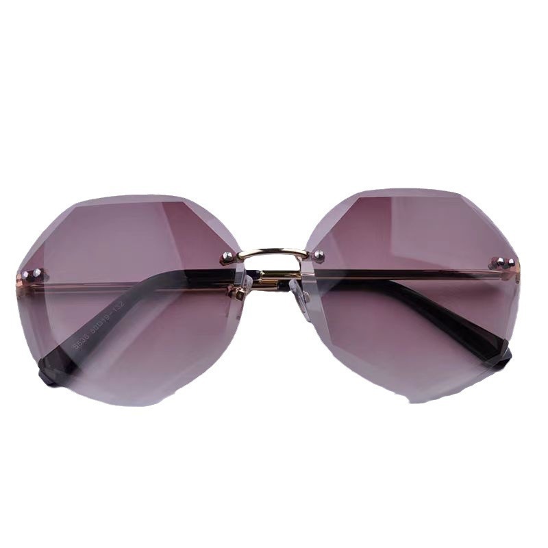 Women Stylish Ocean Design Sunglasses Gradient glasses Rimless Eye Glasses Lenses Vintage New Shades letter Design