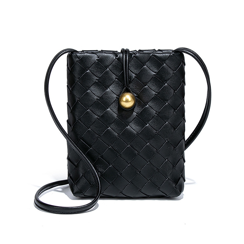 2025 New Mini Vertical Woven Mobile Phone Bag, Retro Versatile Crossbody Coin Purse, Niche Texture, Trendy Single Shoulder Women's Bag fashion De