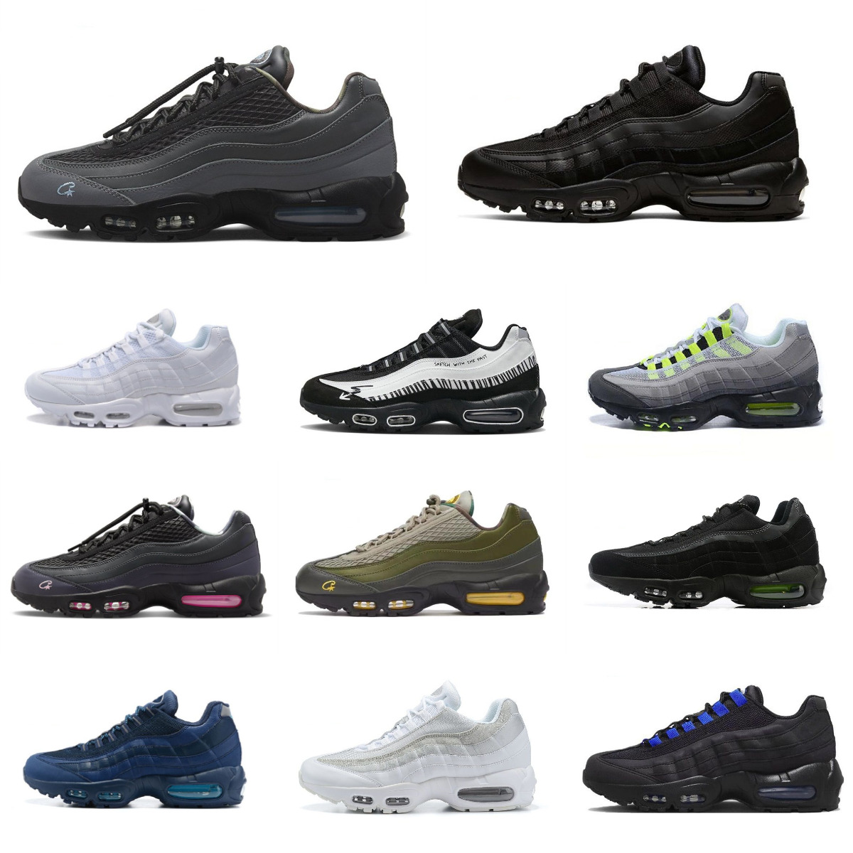 95 Mens Women Sports Shoes Trainers Outdoor 95S Neon Stadium Green Triple Black White Blue Aegeans Storm Corteizs Sequoia Pink Beam Tennis Sketch Designer Sneakers
