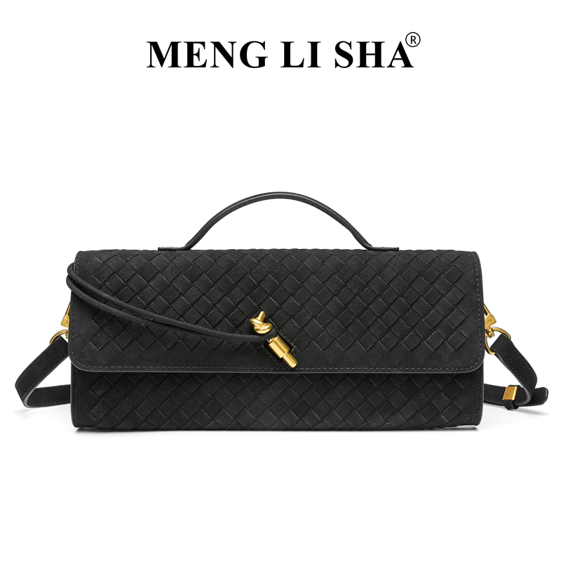 MENG LI SHA designer bag free shipping Light luxury high quality New autumn winter frosted suede woven dinner bag women's versatile commuting han