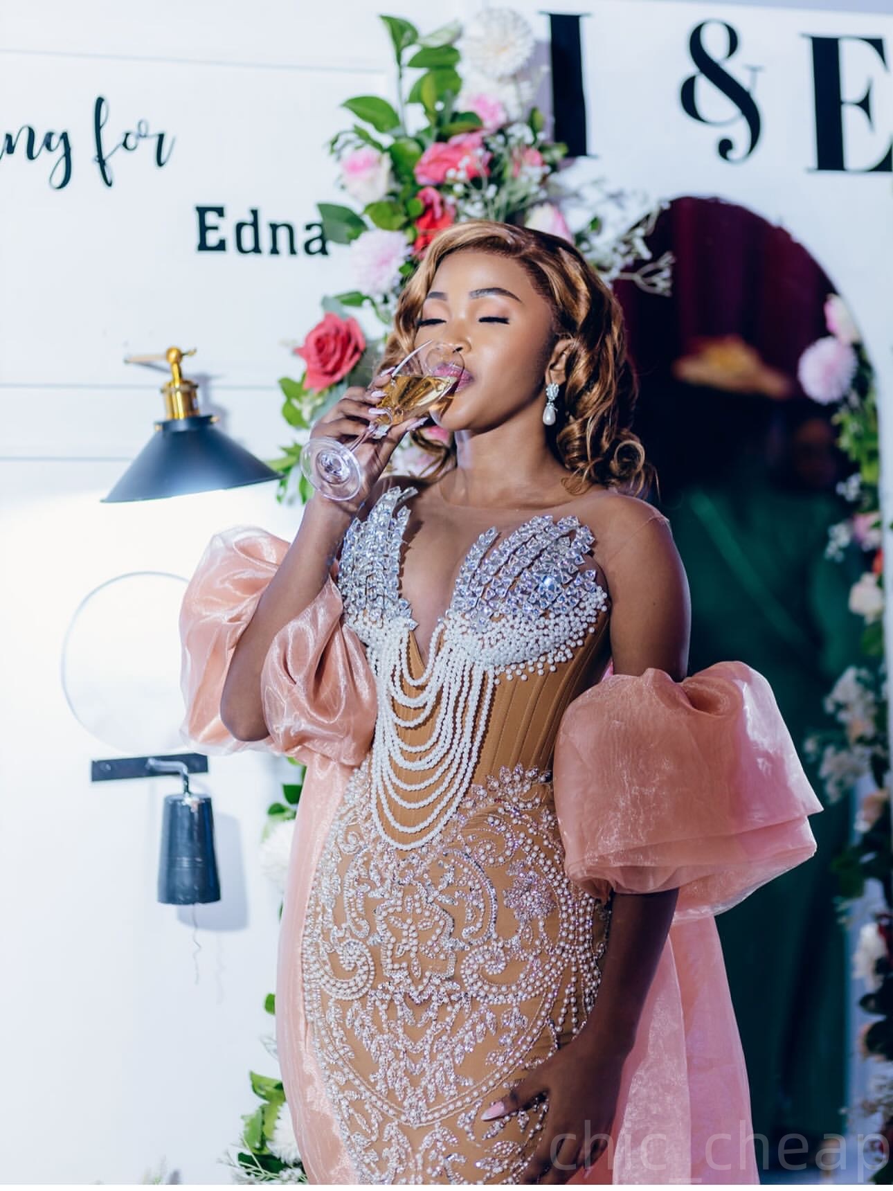 Aso Ebi Champagne Mermaid Prom Dresses 2025 Illusion Crystals Pearls Evening Formal Party Second Birthday Engagement Gowns Plus Size Dress For Special