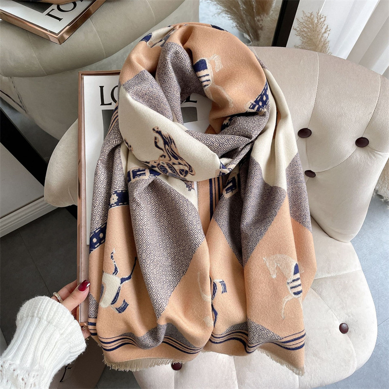 Free shipping designer Scarves light luxury fashion thick same style imitation cashmere warm scarf for womens office air conditioning shawl