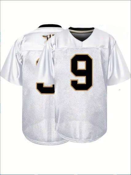 9 Drew Brees Comfy V-Neck Jersey White Mesh Embroidery for Training and Competition Breathable Moisture-Wicking American Football Shirt Free shipping