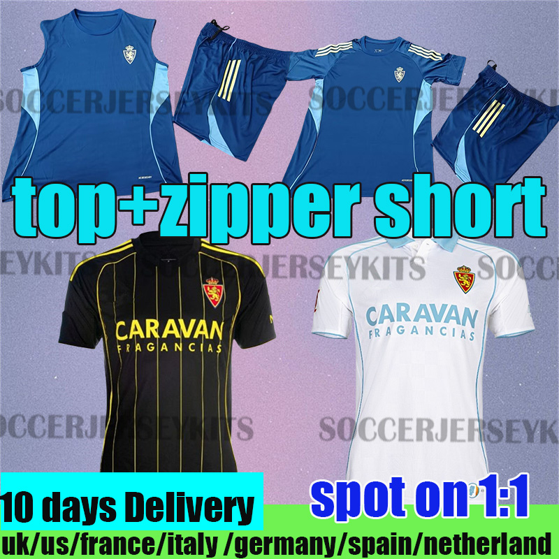 25 26 Soccer Jerseys Real Zaragoza RATON Mens 2025 2026 NARVAEZ ZAPATER BERMEJO FRANCHO Home Short Sleeve Football Shirts Adult Uniforms Men kids kit