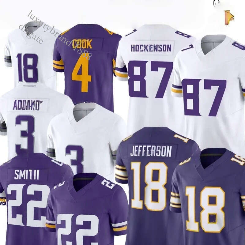 Minnesota city Vikingss Jersey J.J. McCarthy 3 Addison Justin Jefferson Aaron Jones Turner TJ Hockenson Harrison Smith Adrian Peterso Football Jerseys