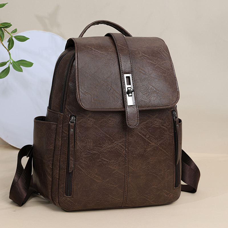 Designer new backpack female new style retro leisure presbyter large capacity backpack print fashion trend line big bag