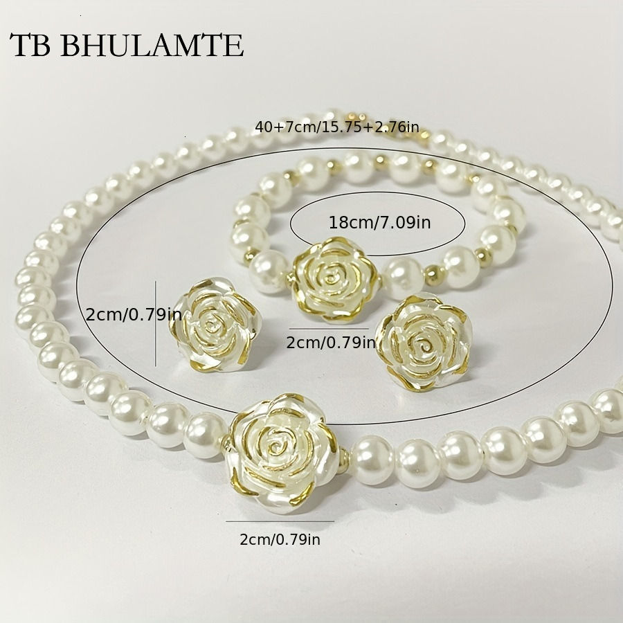 TB BHULAMTE Retro Court Style Luxury Designer Camellia Pearl Necklace Fashionable Niche Accessories Elegant Social Style Bracelet Set Jewelry