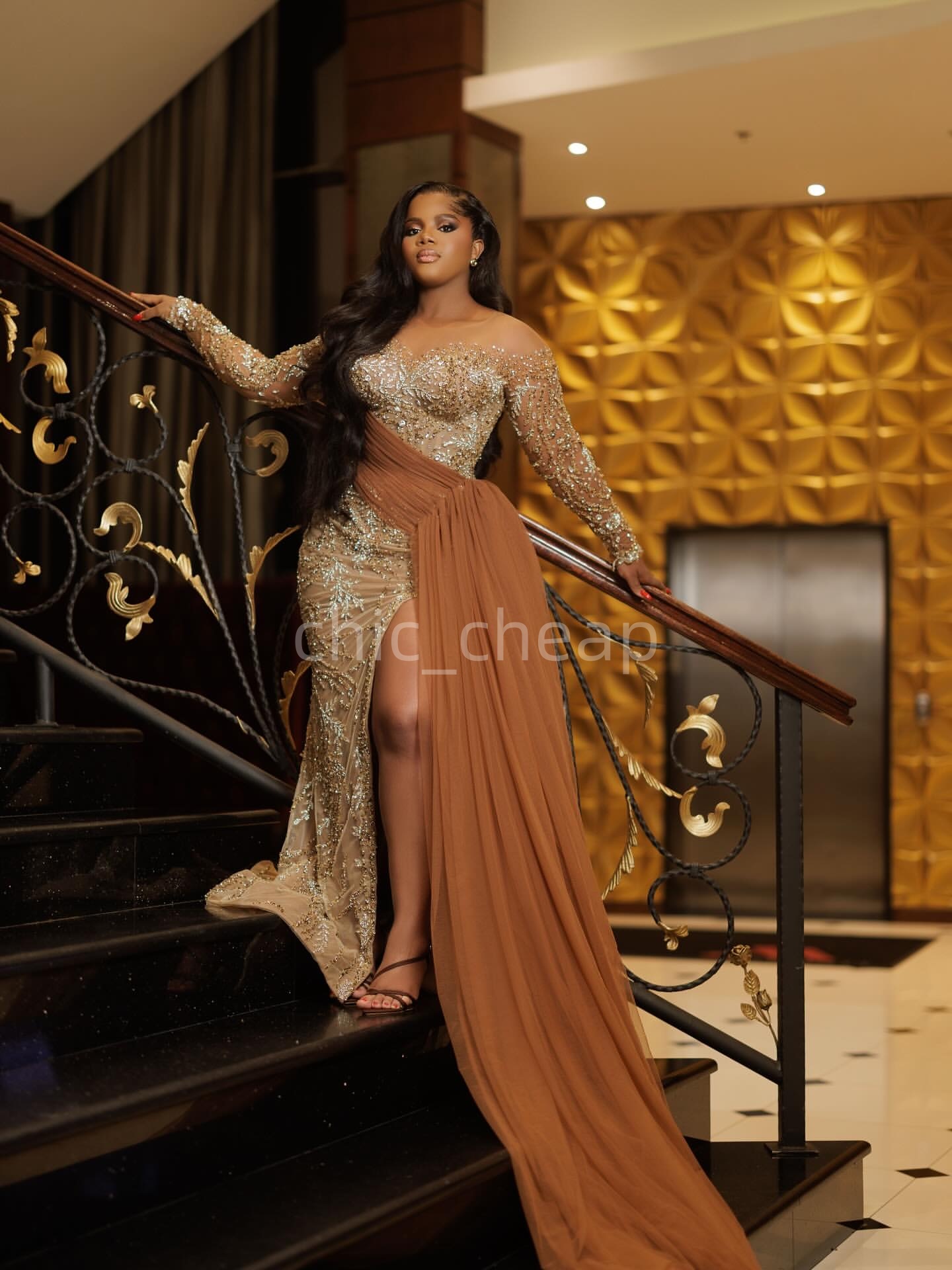 Aso Ebi Brown Mermaid Prom Dresses 2025 Lace Beaded Crystals Illusion Evening Formal Party Second Birthday Engagement Gowns Plus Size Dress For Specia